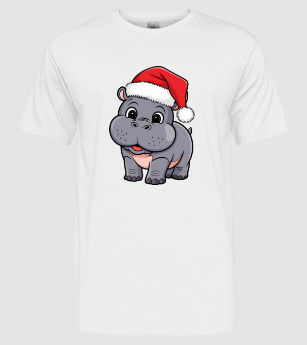 Crăciun Hippo model alb pe tricou