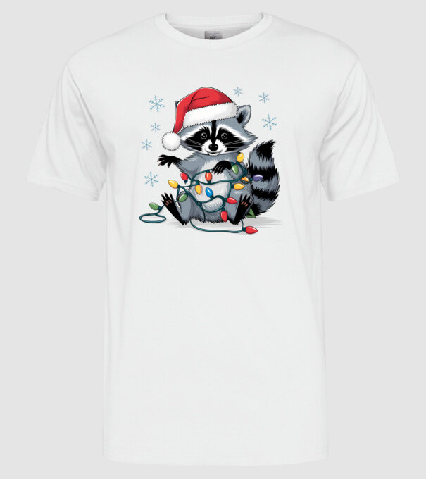 Crăciunul ratonilor Alb model alb pe tricou
