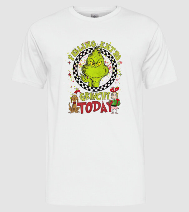 Feeling extra Grinchy today - Grinch model alb pe tricou