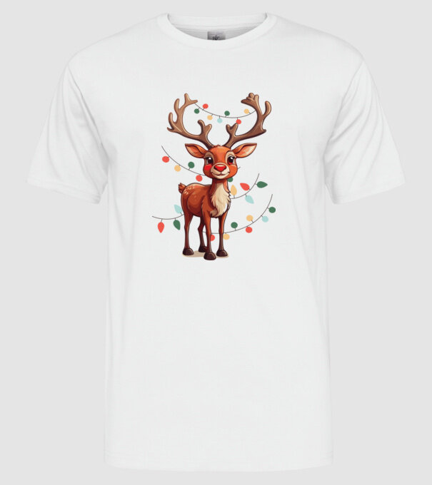 Festive Rudolph model alb pe tricou