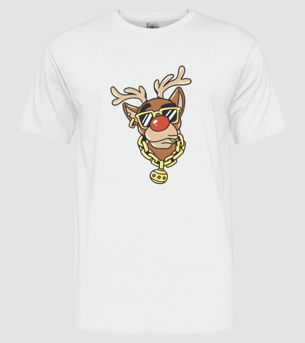 Gangster Reindeer model alb pe tricou