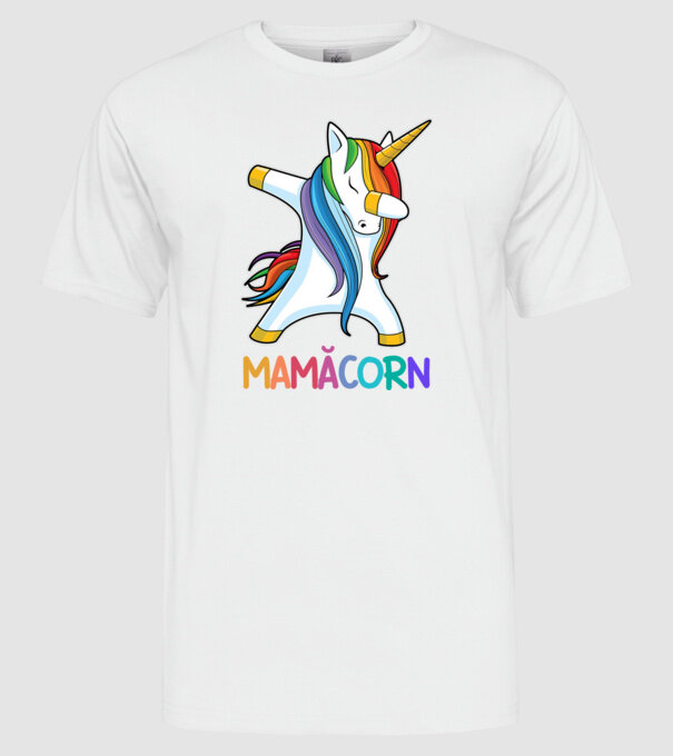 mamăcorn model alb pe tricou