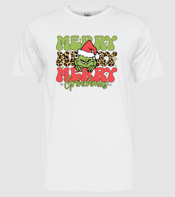 Merry Grinchmas model alb pe tricou
