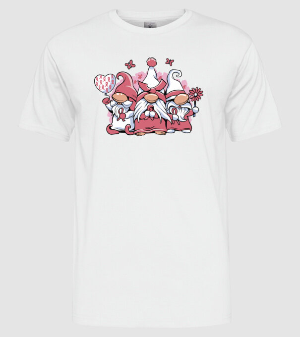 Pink christmas Gnomes model alb pe tricou