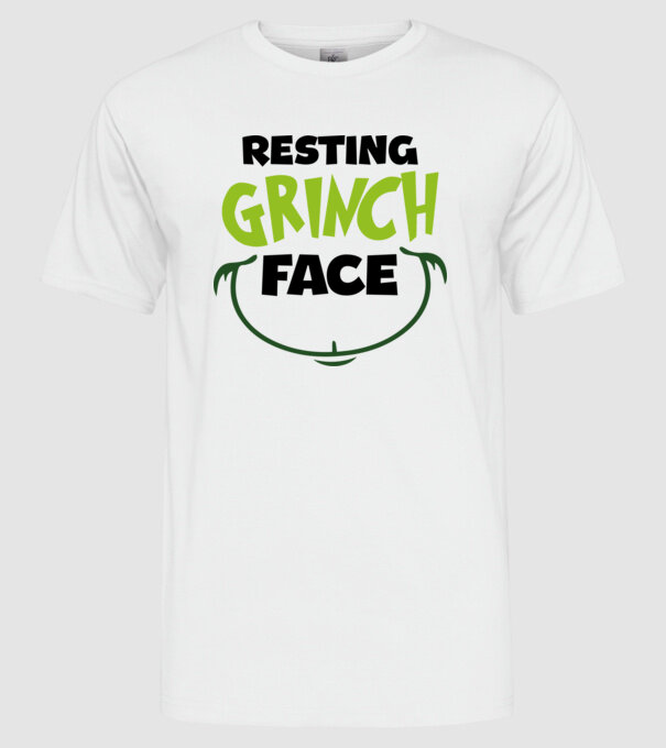 Resting Grinch face model alb pe tricou