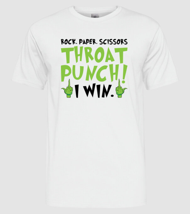 Rock paper scissors - Grinch model alb pe tricou