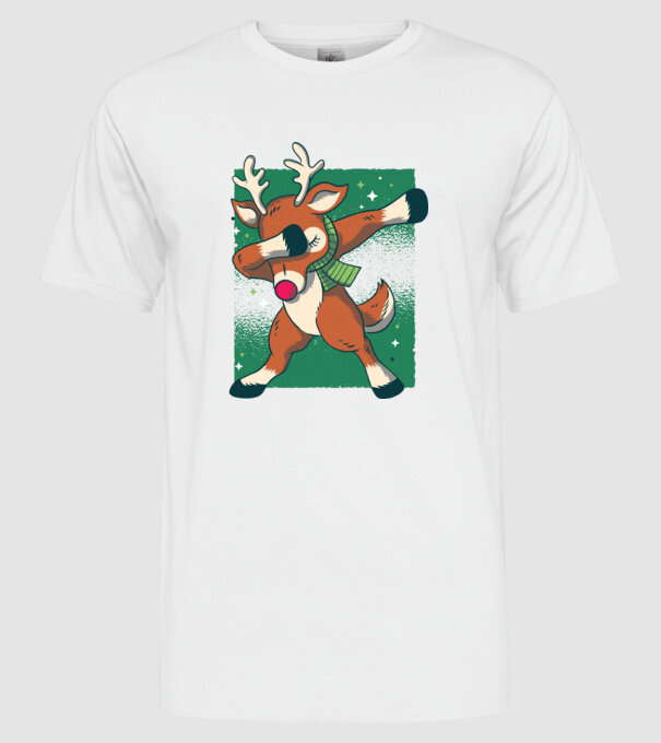 Rudolph DAB model alb pe tricou