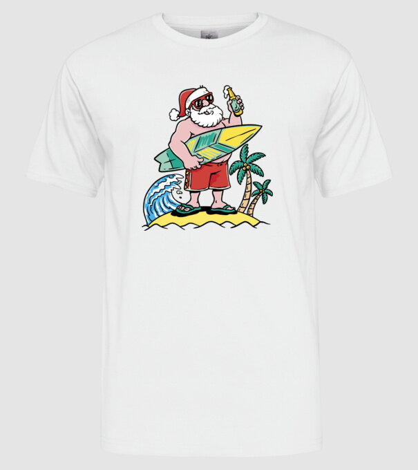 Santa Claus Summer model alb pe tricou