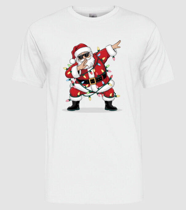 Santa Dab model alb pe tricou
