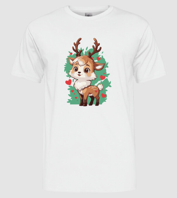 Valentine Deer model alb pe tricou