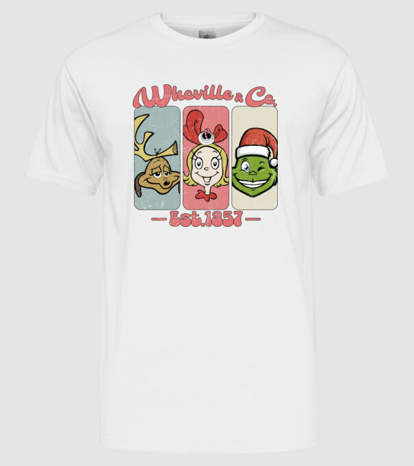 Whoville & Co - Grinch model alb pe tricou