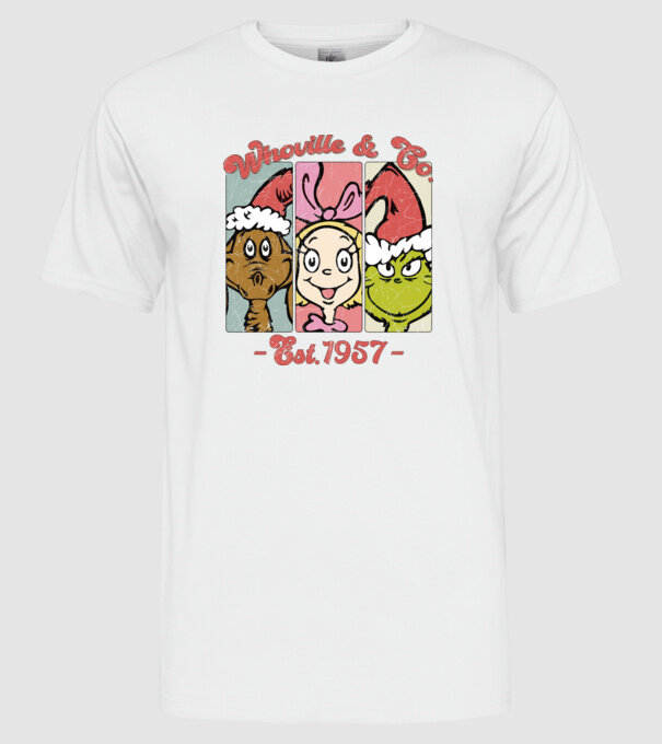 Whoville & Co. - Grinch model alb pe tricou