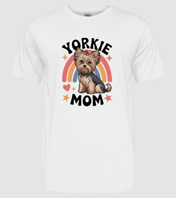 Yorkie Mom Alb model alb pe tricou