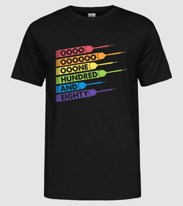 180 Darts Retro model negru pe tricou