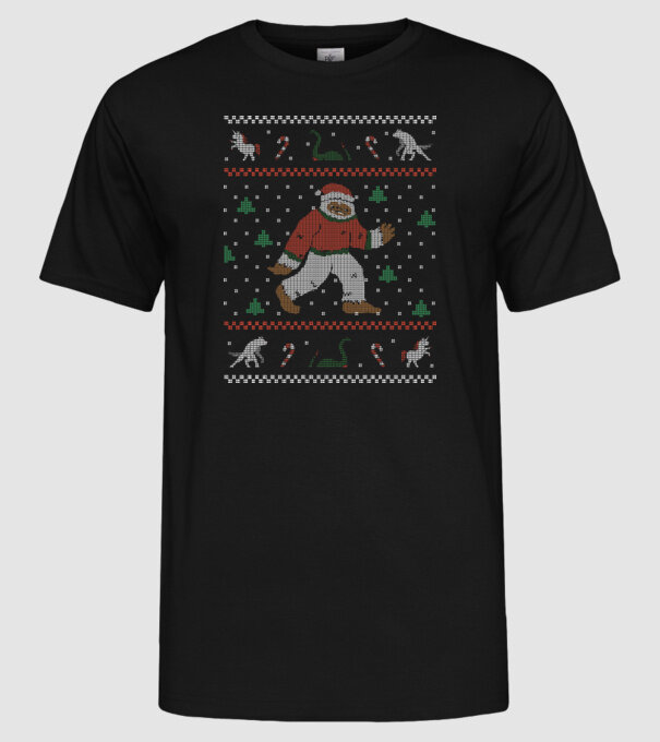 Ugly Sweater Yeti model negru pe tricou