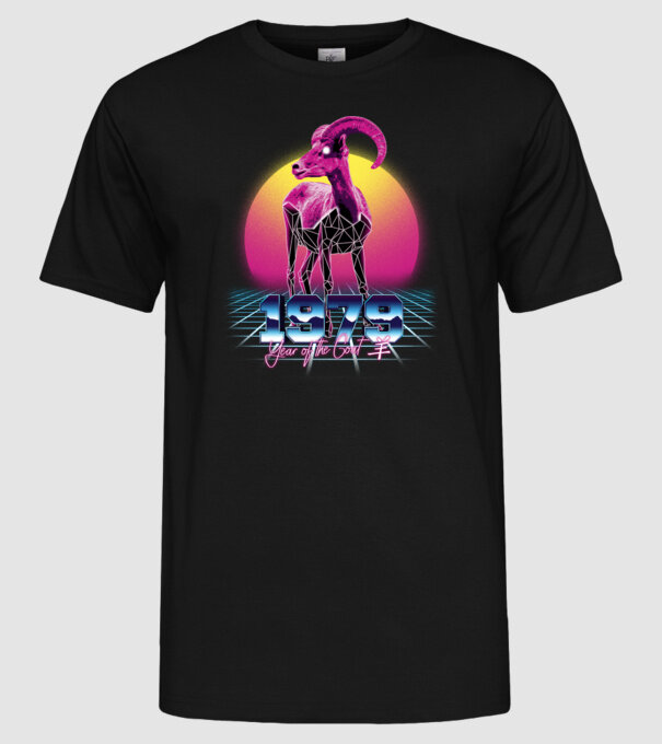 1979 Year of the Goat model negru pe tricou