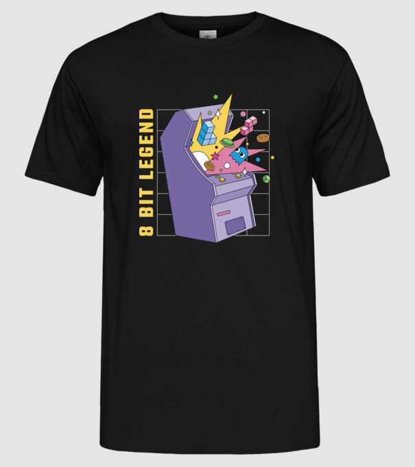 8 Bit Legendă Arcade Slot Machine model negru pe tricou