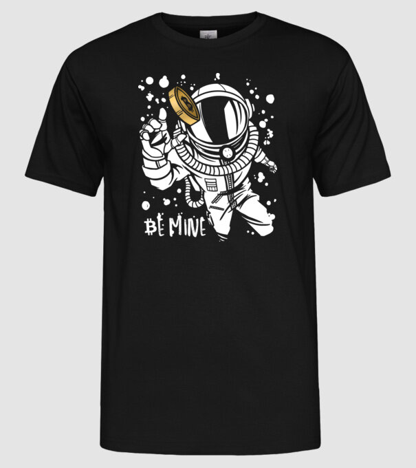 Bitcoin Astrounaut model negru pe tricou