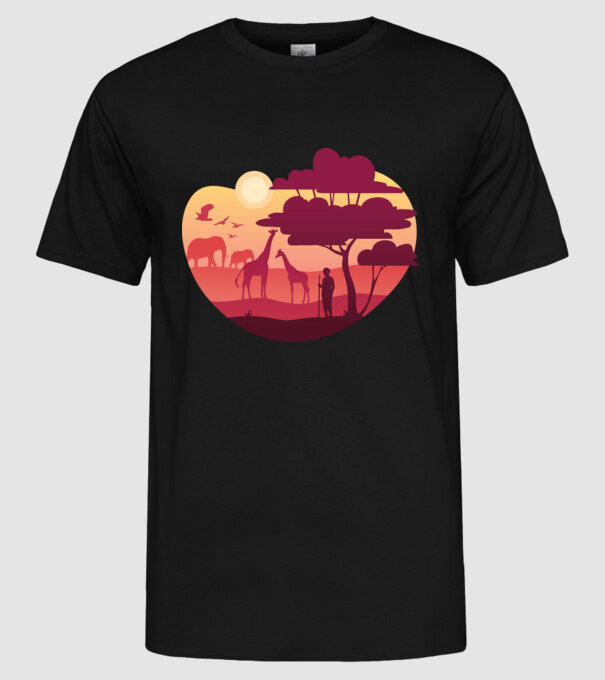 Peisaj african model negru pe tricou