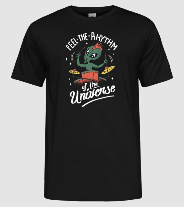 Alien baterist model negru pe tricou