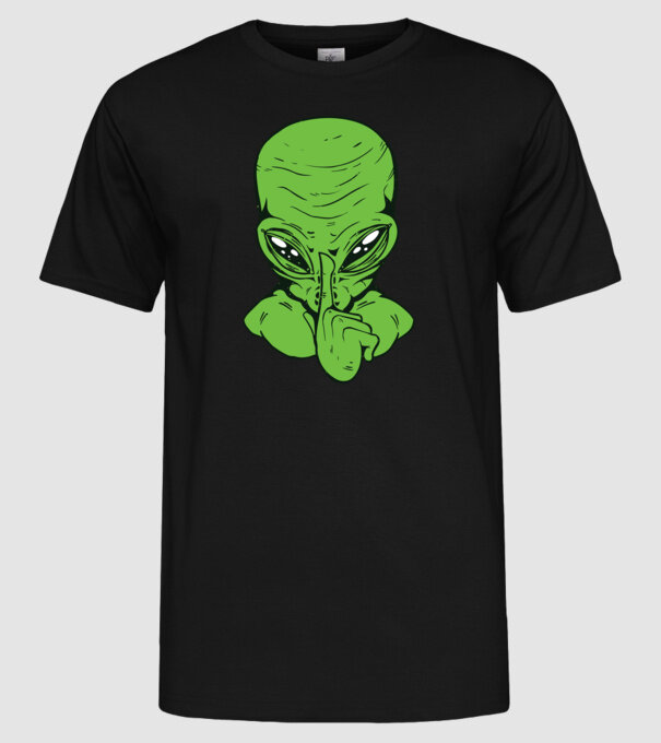 Alien Psst model negru pe tricou