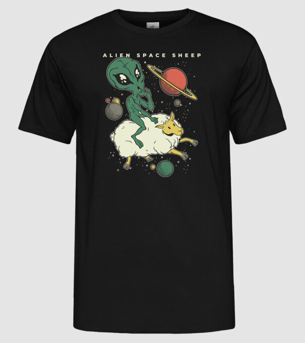 Alien În spațiu model negru pe tricou