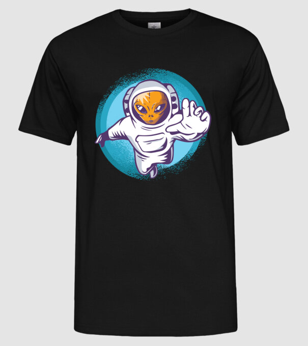 Alien Astronaut model negru pe tricou
