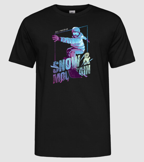 All I need is Snowboard model negru pe tricou