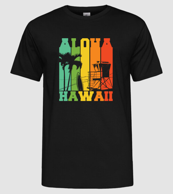 Aloha Hawaii model negru pe tricou