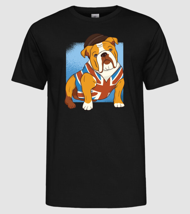 Bulldog englezesc model negru pe tricou