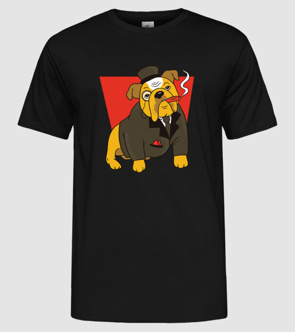 Bulldog englezesc cu trabuc model negru pe tricou
