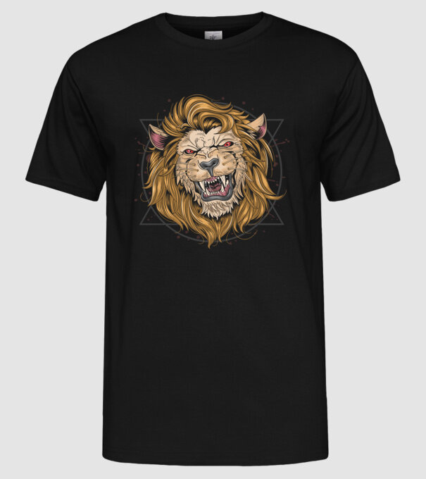 angry lion model negru pe tricou