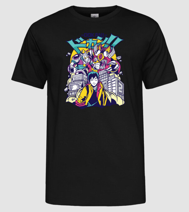 Anime Godzilla model negru pe tricou