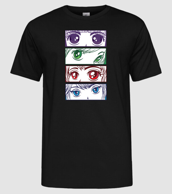 Anime ochi de fată Pop Art model negru pe tricou