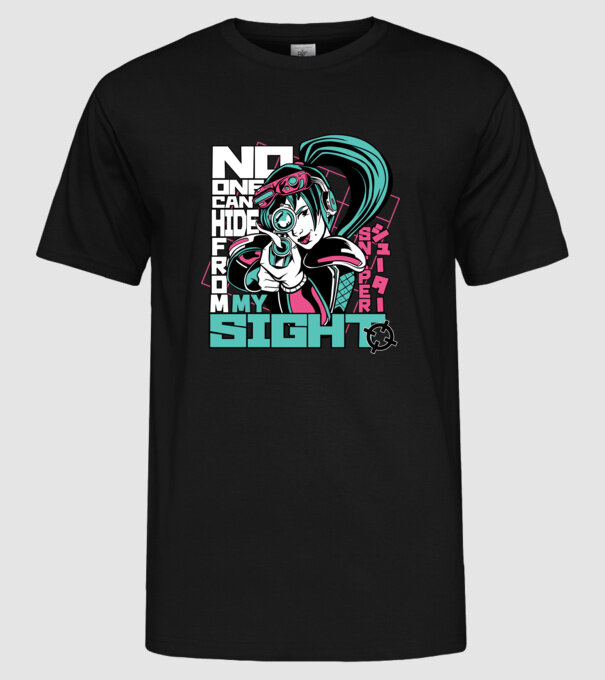 Anime Fată Lunetistă model negru pe tricou