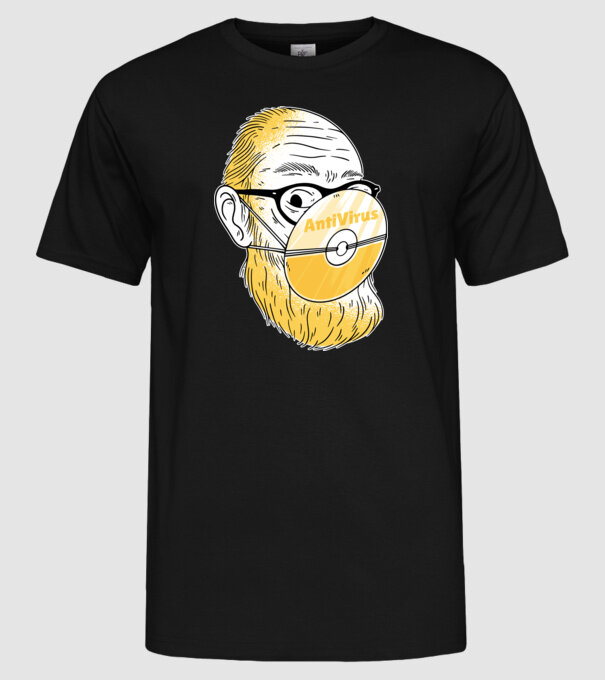 Antivirus model negru pe tricou