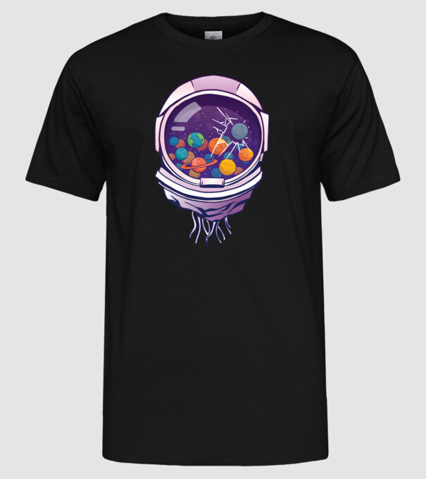 Cască de astronaut model negru pe tricou
