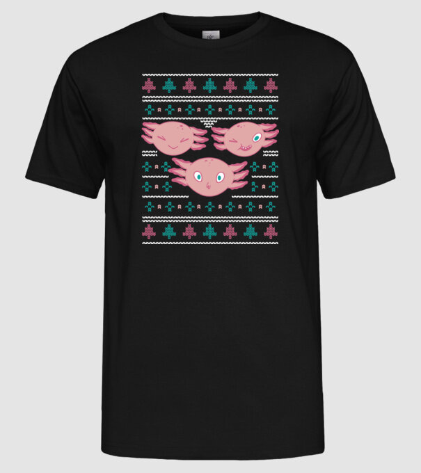Pulover urât Axolotl model negru pe tricou