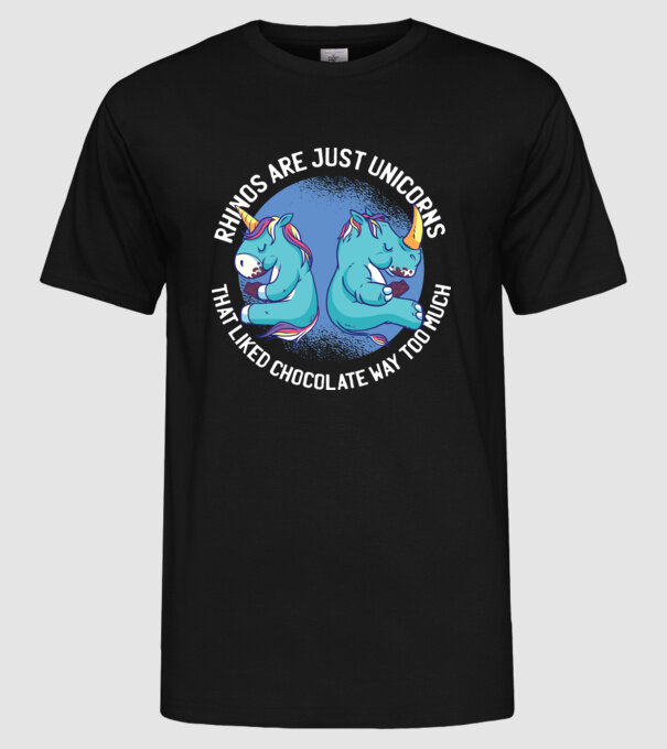 Rinocerul este, de asemenea, un unicorn model negru pe tricou