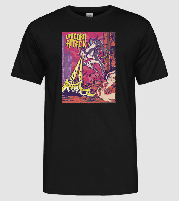 Atacul Unicornului model negru pe tricou