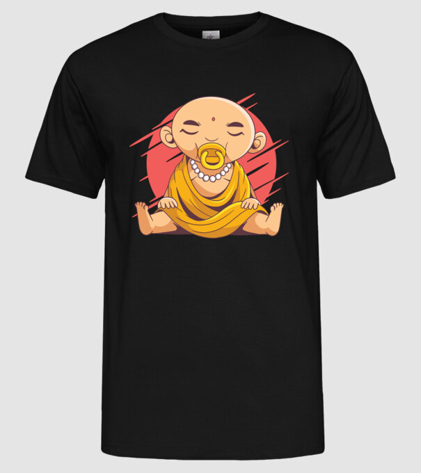 Baby Buddha cu suzetă tricou amuzant model negru pe tricou