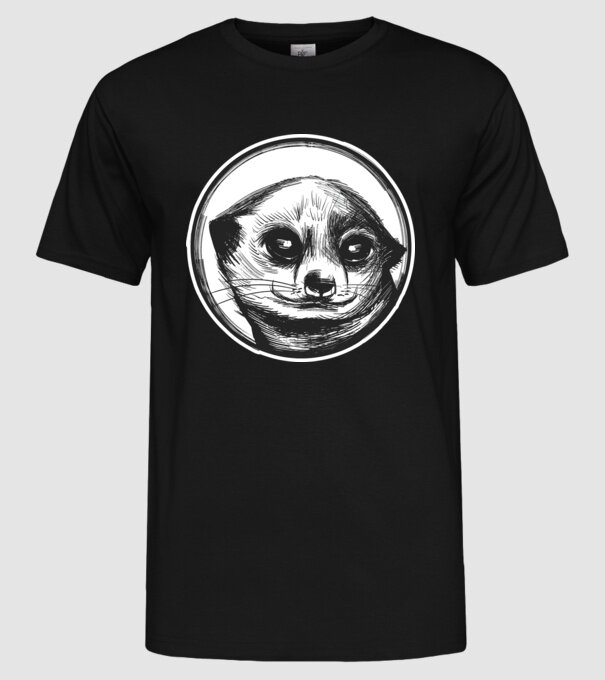 Pui de suricata model negru pe tricou