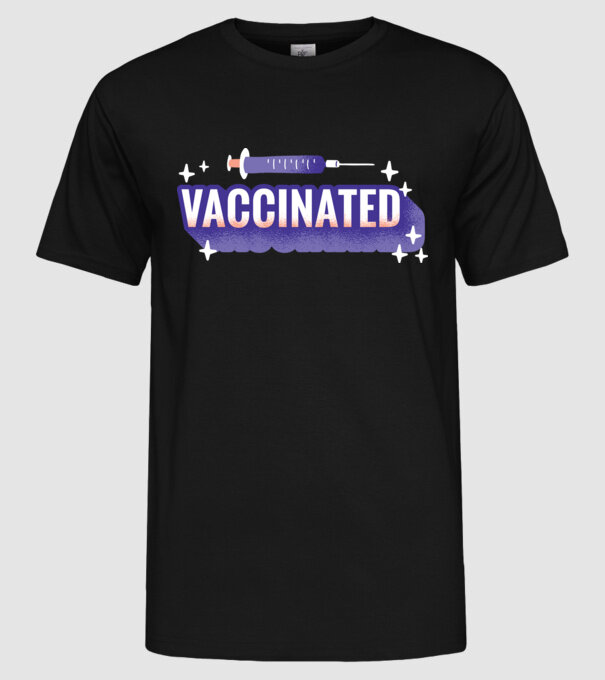 Vaccinat model negru pe tricou