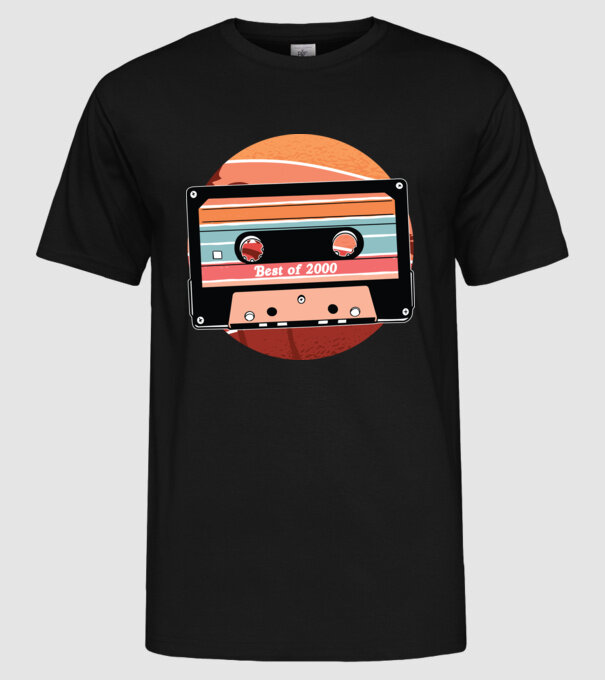 Best of 2000 retro Tape Birthday model negru pe tricou