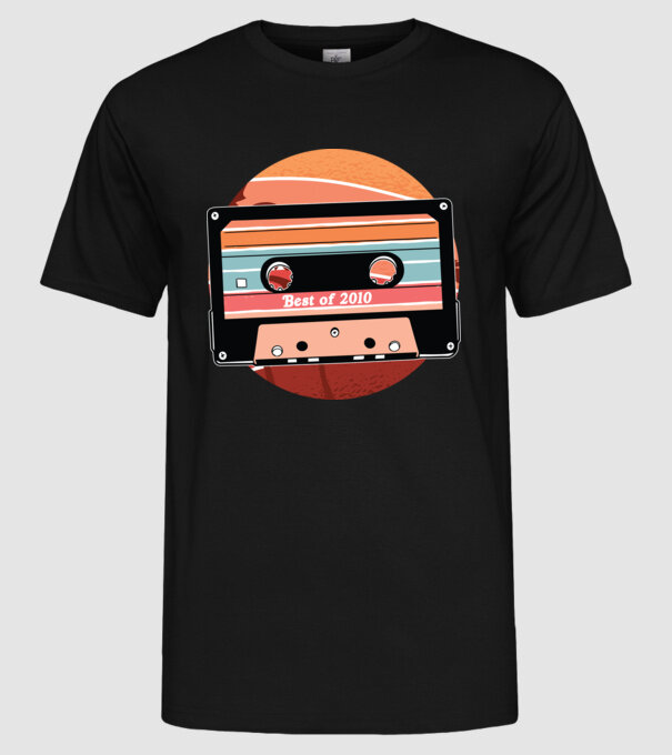 Best of 2010 retro Tape Birthday model negru pe tricou