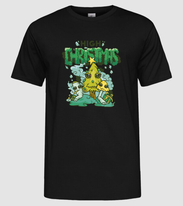 Crăciun drogat model negru pe tricou