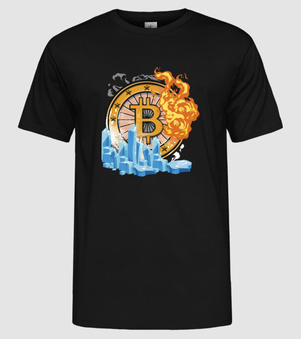 Logo Bitcoin model negru pe tricou