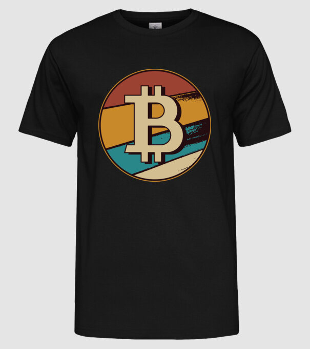 Bitcoin retro model negru pe tricou