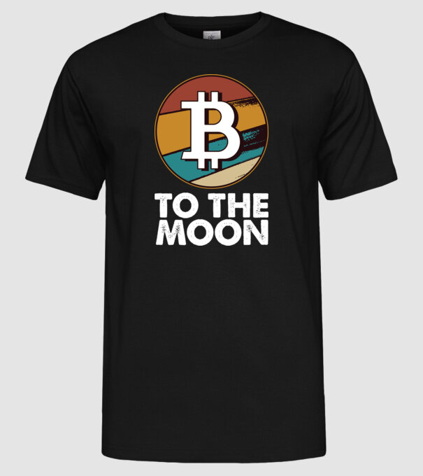 Bitcoin to the moon model negru pe tricou