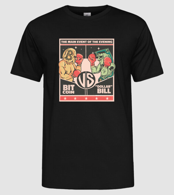 Bitcoin Vs Dolarul SUA model negru pe tricou